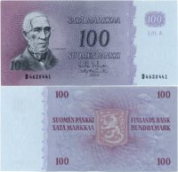 100 Markkaa 1963 Litt.A D4620441 kl.6